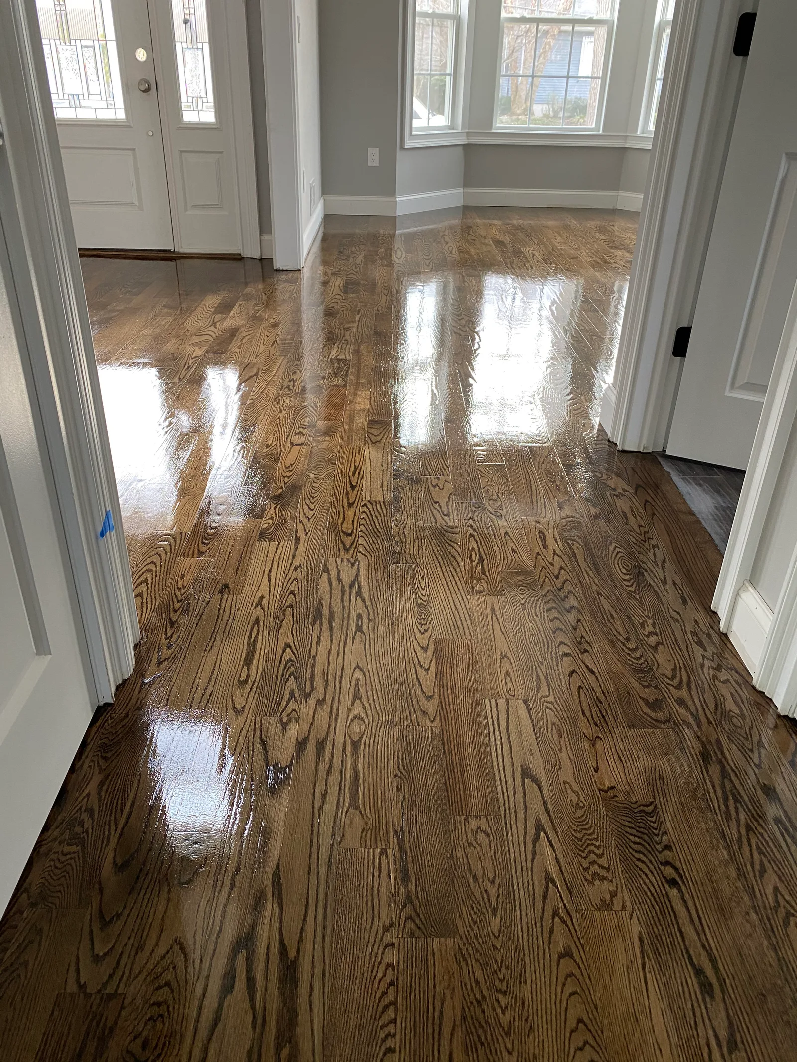 Refinished hardwood flooring project